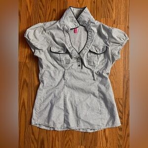 Heart soul button up checkered print shirt